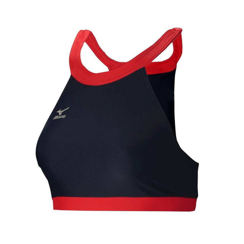 Damske Športová Podprsenka Mizuno Odyssey Vysoke Neck Námornícka Modrá/Červené Vypredaj JXWC86053